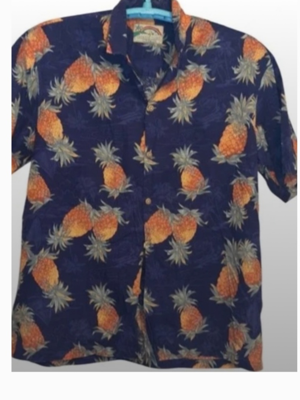 Men’s Purple Pineapple Hawaiian Shirt Tropical sz LG Paradise Found